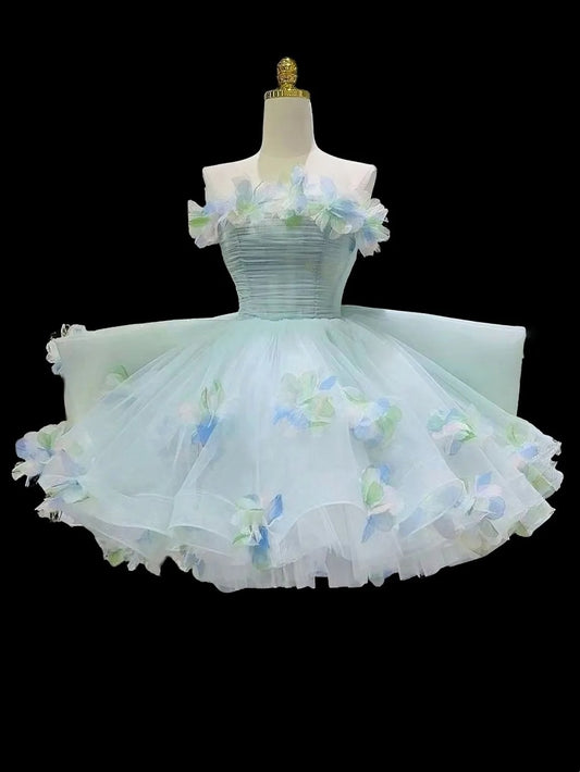 Floral Short Tulle Back-to-School Dress Birthday Dress Party Dress gh6850