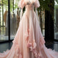 Pink gorgeous A-line long ruffled tulle ball gown prom dress evening gown wedding dress graduation gown gh3274