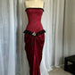 Burgundy Retro Fashion Delicate Lace Long Satin Formal Prom Dress Evening Gown gh3466