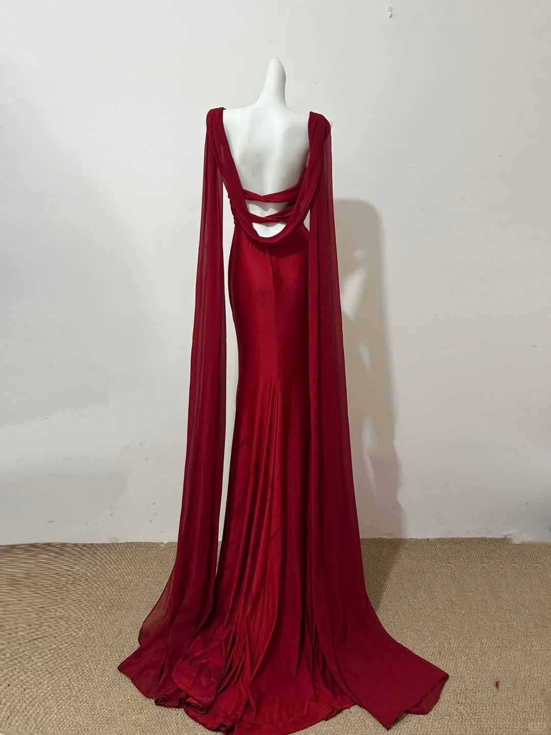 Girlhomeshops – Rotes, schwingendes Neckholder-Rückenband, langes Satin-Ballkleid, Partykleid gh5478