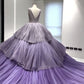 Purple Gorgeous Shiny Elegant A-line Long Tiered Ruffled Tulle Ball Gown Formal Dress Evening Dress Celebrity Dress gh3145