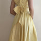 girlhomeshops-- Yellow spaghetti strap long satin dress gh5722