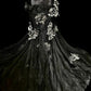 girlhomeshops-Evening dress Black mermaid-inspired floral gown, uniquely elegant dark mermaid long tulle ball gown/evening dress. gh6138