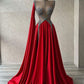 Girlhomeshops-Rot wunderschöne exquisite Perlen sexy elegante lange Satin Ballkleid Abendkleid Partykleid gh5402