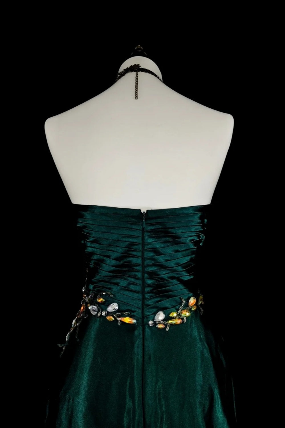 girlhomeshops- Green Retro Beaded Trailing Evening Gown gh6213