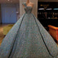 Green gorgeous shiny sequins fashionable one shoulder strapless off shoulder long ball gown evening dress gh3091