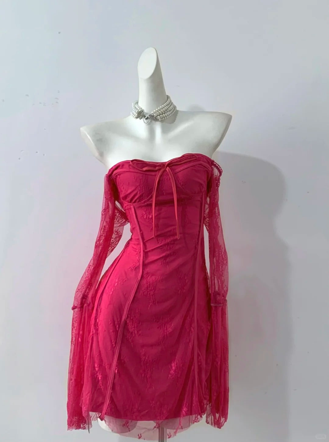 Robe de soirée courte rose en dentelle, tenue de bal, robe de soirée, gh4480