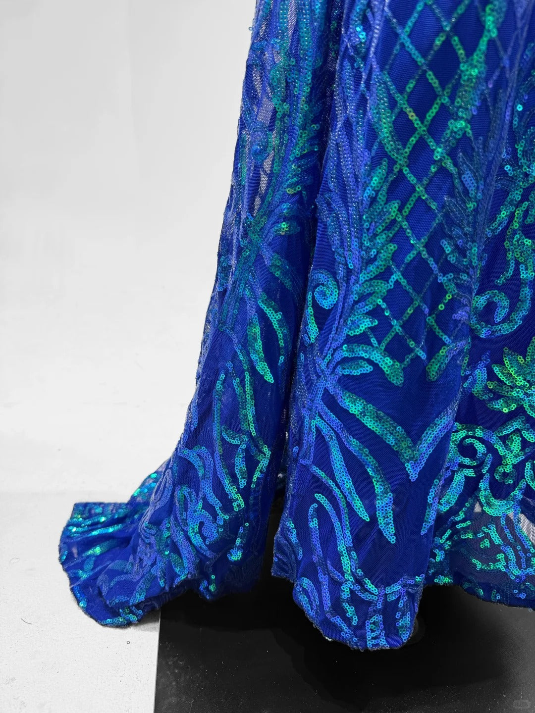 Girlhomeshops-Blau glänzende Mode Pailletten lange Ballkleid Geburtstag Partykleid gh5420