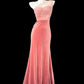 Pink shiny simple fashion elegant sweetheart neckline one shoulder long velvet sequined tulle floor-length trailing ball gown evening dress prom dress gh4073