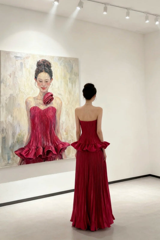 girlhomeshops-Schulterfreies, figurbetontes, bodenlanges Ballkleid aus Satin, gh5964