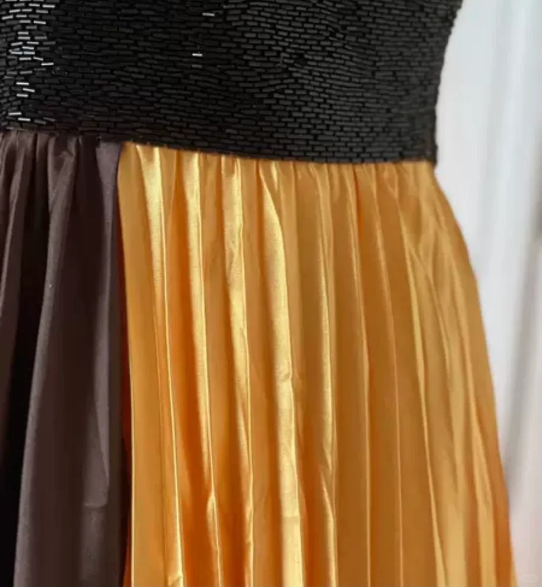 Gelb Exquisite Perlen Lange Satin Mode Ballkleid Abendkleid Partykleid Ballkleid gh4267