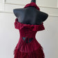 Robe de soirée longue en satin bordeaux vintage, tenue de bal, d'anniversaire, gh4409