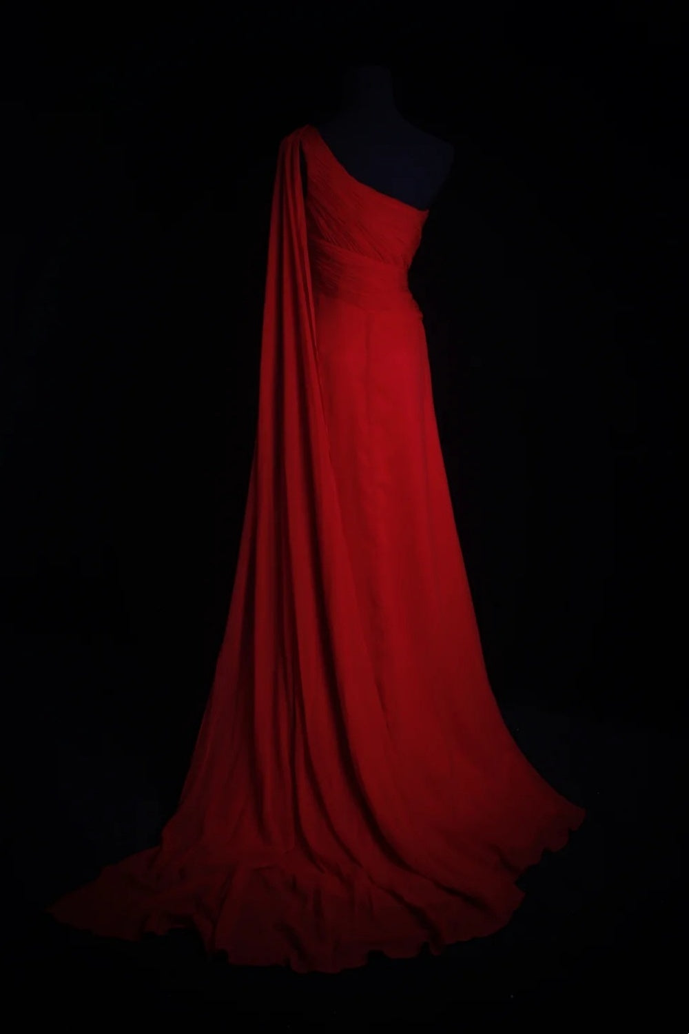 Red long tulle evening gown gh6852