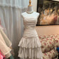 White Fashion Vintage Elegant Strap Short Tiered Satin Homecoming Dress Prom Dress Evening Dress Birthday Party Dress gh4150