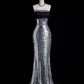 Silver sequins shiny gorgeous elegant beautiful long sequins floor-length ball gown evening dress gh4112