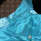 Blue Beaded Long Satin Ball Gown Evening Dress gh4425