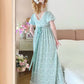 Mint Green Lace Square Neck Short Sleeve Floor-length Gown Retro Rococo Tea Party·Luxury Party Dress gh6738