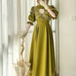 Olive Green Floor-length Gown Lace Victorian Tea Party·Retro Party Dress gh6737