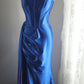 girlhomeshops-Sleeveless Royal Blue Satin Mermaid Dress, Retro Elegant Slim - fitting Floor - length Evening Gown  gh5828