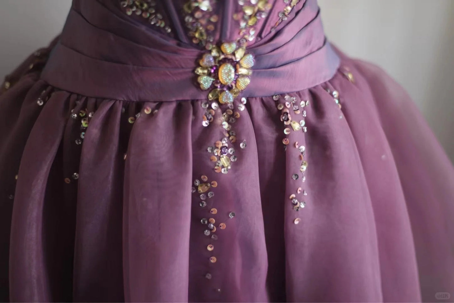 Purple retro palace puffy short homecoming dress princess dress taffeta satin organza handmade beaded adult ceremony birthday party gh4373