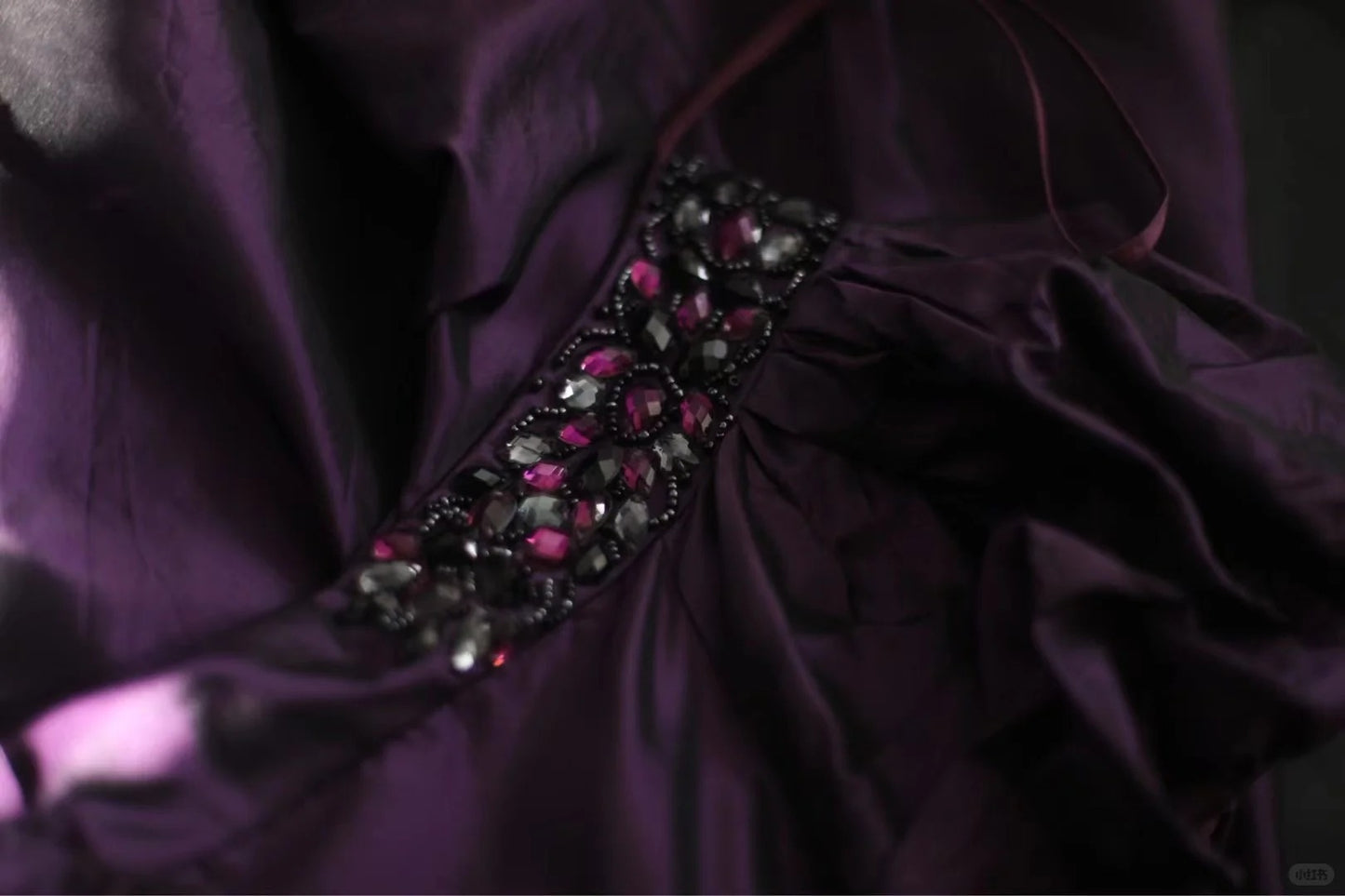 Purple Beaded Vintage Homecoming Dress Short Satin Prom Dress Evening Dress Graduation Dress gh4496