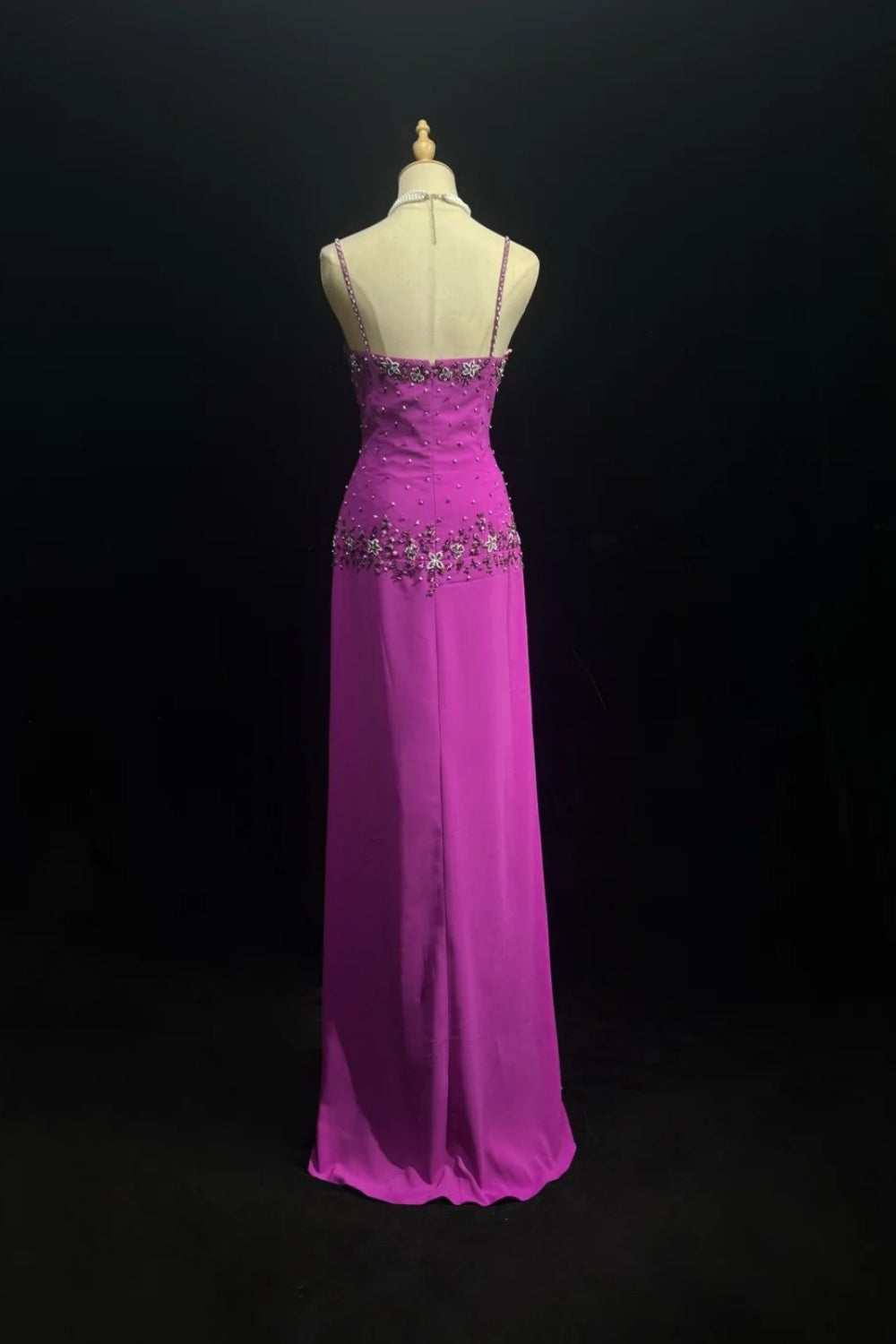 girlhomeshops-Purple beaded long satin Prom dress gh6245