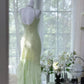 Green shiny ruffle long sequined ball gown evening dress party dress gh4319