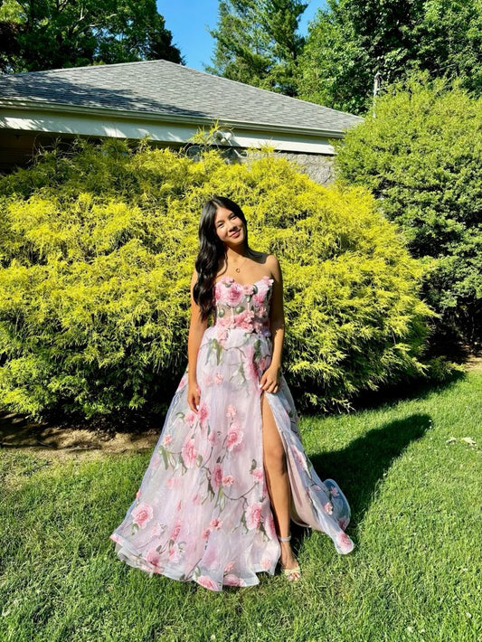Pink Fashion Elegant Floral Long Chiffon Ball Gown Evening Dress Wedding Guest Party Dress Prom Dress gh3770