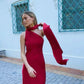 Red Lace-up Simple Long Satin Elegant Ball Gown Evening Dress Wedding Guest Dress gh3121