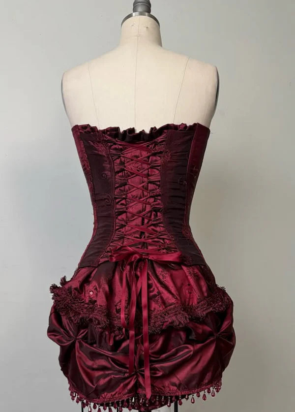 girlhomeshops-Vintage Burgundy corset homecoming dresses tight hoco dresses gh5808