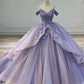 Light purple spaghetti strap applique beaded long tulle ball gown evening gown adult ceremony gown graduation ceremony gown gh3123