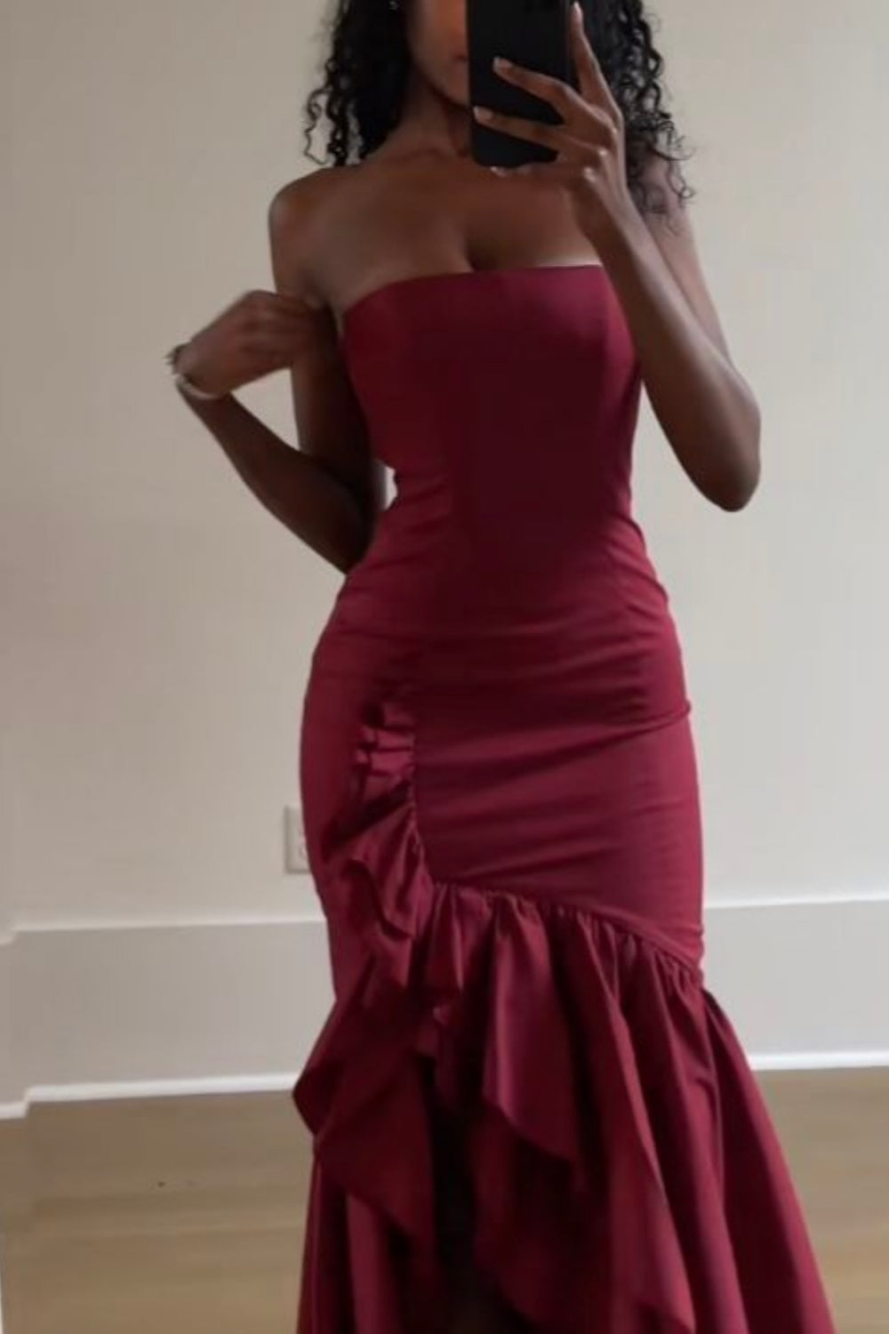 girlhomeshops-Blau/Weinrot/Gelb/Lila Langes Chiffon-Rüschen-Ballkleid Abschlusskleid gh5929