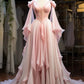 Robe de soirée longue en tulle rose élégante, coupe trapèze, longueur au sol, robe de mariée, gh3694