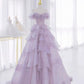 Purple Fairy Gorgeous Elegant Fashion A-Line Off-the-shoulder Long Tulle Ball Gown Evening Dress gh3462