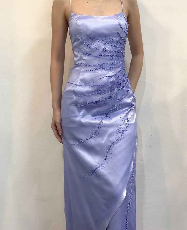 Purple Fashion Exquisite Floral Beading Elegant Spaghetti Strap Long Satin Ball Gown Evening Dress Party Dress Prom Dress gh3783