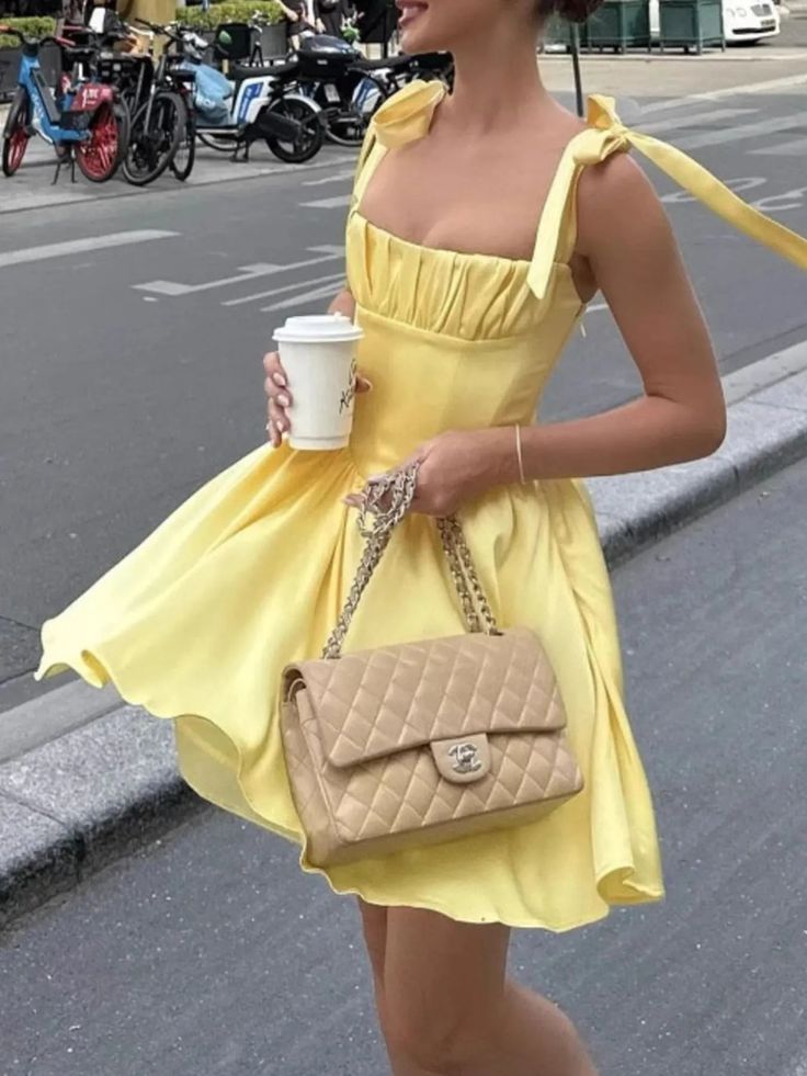 Girlhomeshops-Yellow Fashion Sweet Short Satin Homecoming Dress Birthday Dress gh5270
