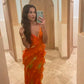 Orange Fashion Elegant Spaghetti Strap Long Ruffle Chiffon Ball Gown Evening Dress Party Dress Wedding Guest Dress gh3318