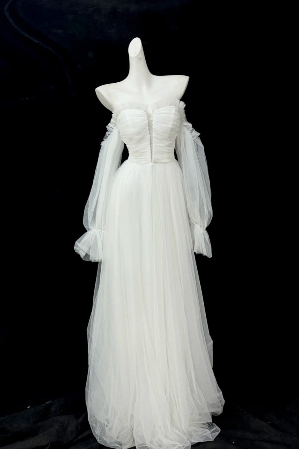 Girlhomeshops – Weißes Fantasiekleid, langes Tüll-Ballkleid, gh5477