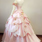 Pink Gorgeous Vintage Fashion Elegant Exquisite Floral Applique Long Lace Satin Ball Gown Evening Dress Party Dress Wedding Dress gh3436