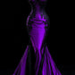 Girlhomeshops-Purple Lace Appliques Long Mermaid Bodycon Maxi Satin Ball Gown Evening Gown Party Dress gh5153