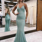 Mint Green Ruffles Bow-Back Mermaid Long Prom Dress gh2946