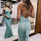 Mint Green Ruffles Bow-Back Mermaid Long Prom Dress gh2711