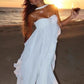 White pure color youthful elegant sweet long chiffon ruffle irregular skirt seaside beach holiday party dress evening dress prom dress gh3538