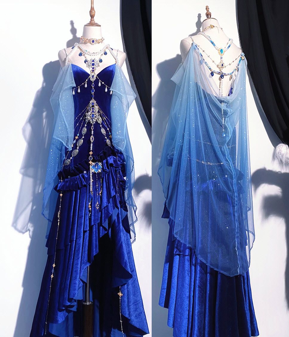 Blue/Burgundy Gorgeous Elegant Delicate Beaded Spaghetti Strap Long Ruffled Velvet Ball Gown Evening Gown Party Dress gh4169