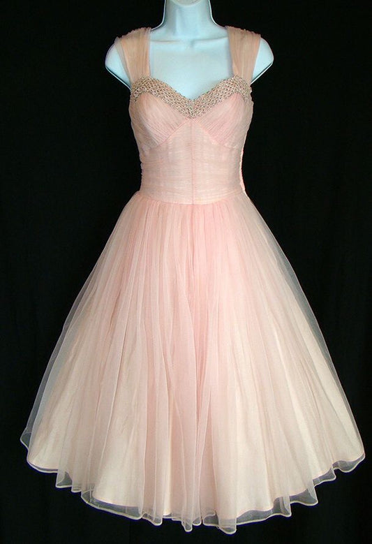 girlhomeshops--Vintage Elegant Midi Tulle Homecoming Dress gh5629