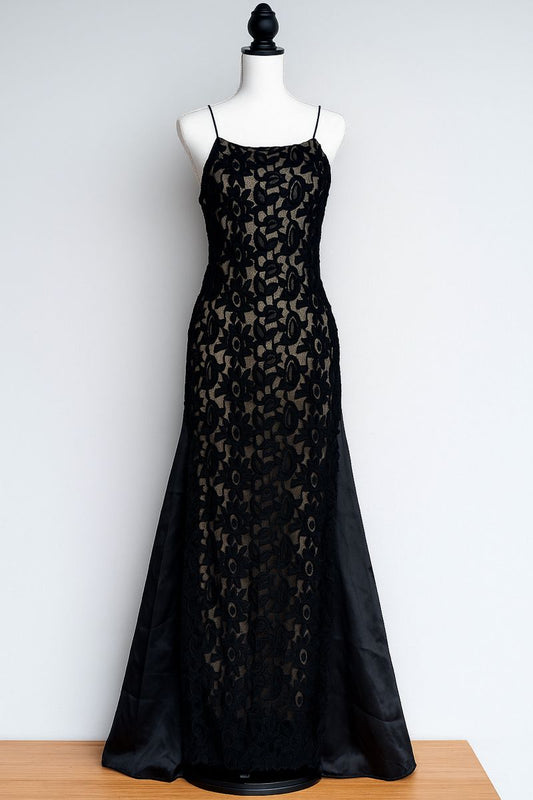 Black exquisite lace long Prom dress gh6660