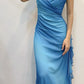 Blue Fashion Gradient Shiny Elegant Spaghetti Strap Long Chiffon Ruffle Ball Gown Evening Dress Wedding Guest Party Dress Prom Dress gh3766