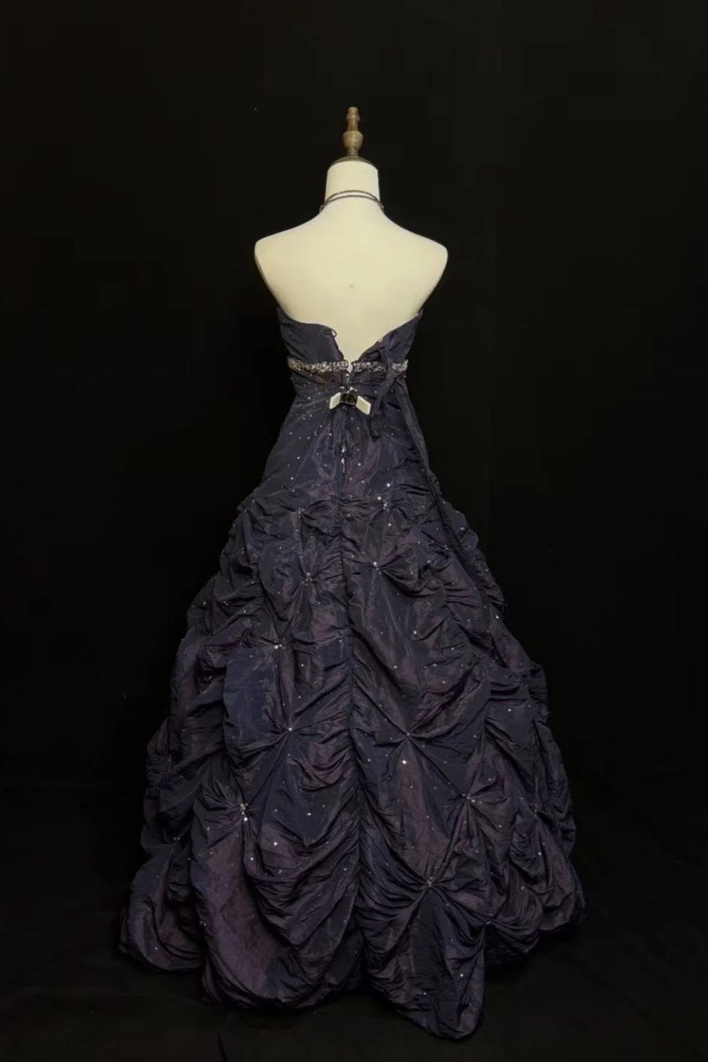 girlhomeshops-Lila Nacht Sternenhimmel Langes Satin-Ballkleid gh6294