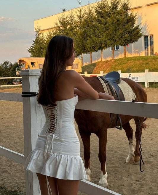 Girlhomeshops-White Short Satin Homecoming Dress Birthday Dress gh5281