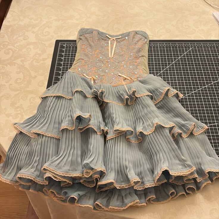 Blue Sweet Spaghetti Strap Ballet Corset Layered Short Lace Tulle Homecoming Dress Prom Dress Evening Dress Birthday Party Dress gh3464